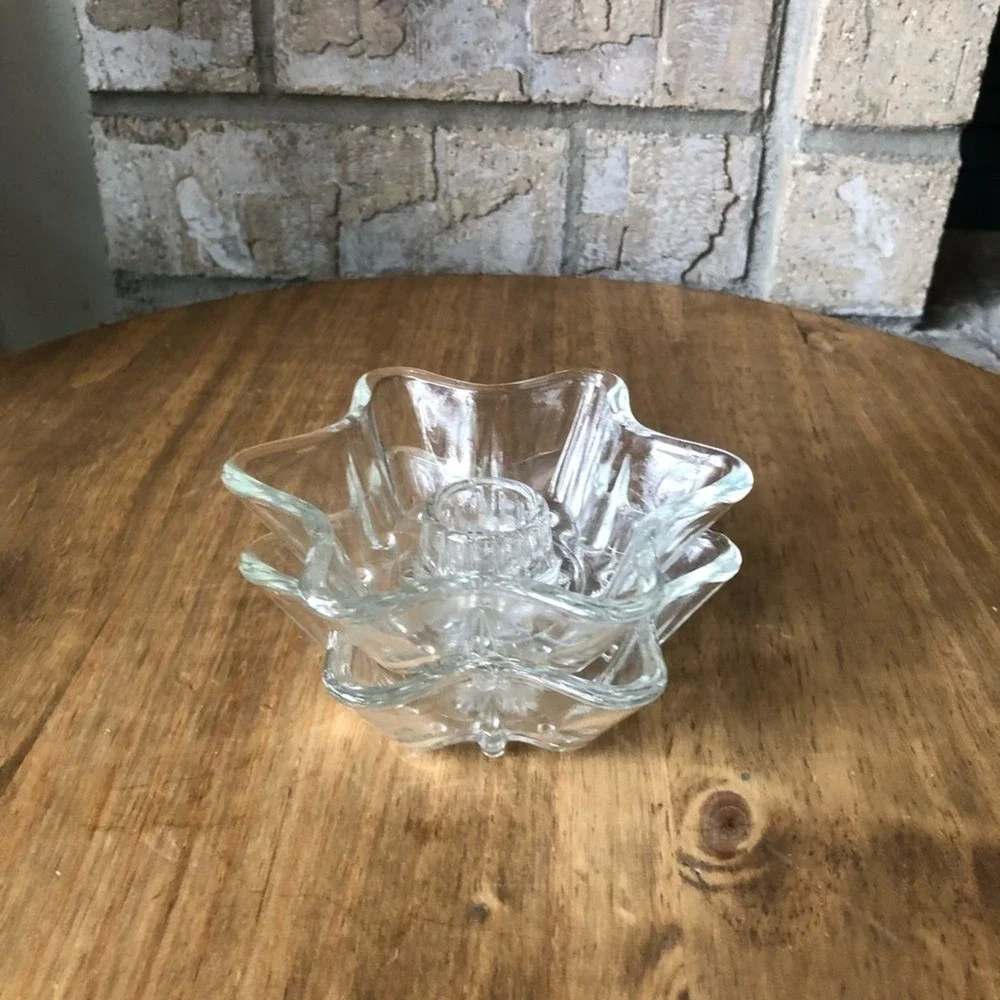 Vintage Star-Shaped Glass Candle Holders Set of 2